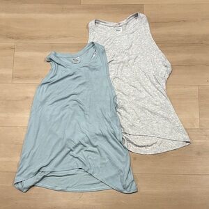 Athleta Light Blue and Gray Tank Tops